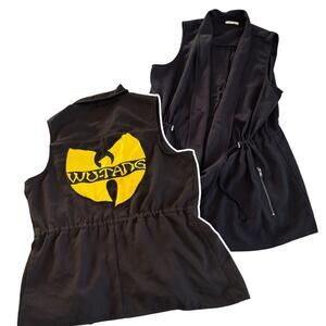 WU-TANG 90’s Retro Upcycled Black Open Front Draped Vest Women’s Size XL OOAK